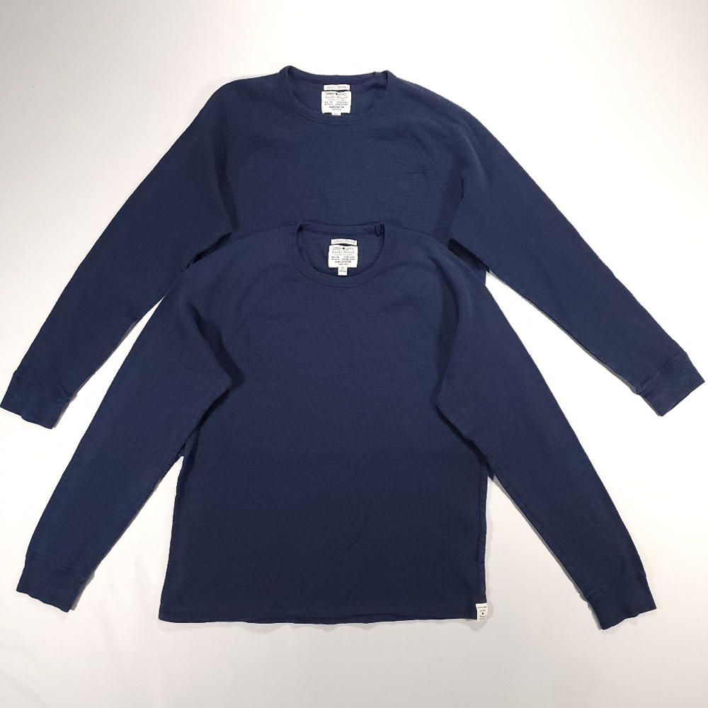 Lucky Brand Lived In Thermals Navy Crew Neck Long Sleeve Lot of 2 Mens XL GUC!